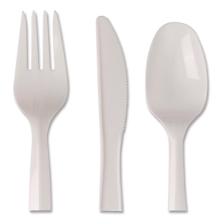 DIXIE FOOD SERVICE Mediumweight Polypropylene Cutlery, Fork/Knife/Teaspoon, Plastic, White, 250/Carton (DXECMP26C) thumbnail 3