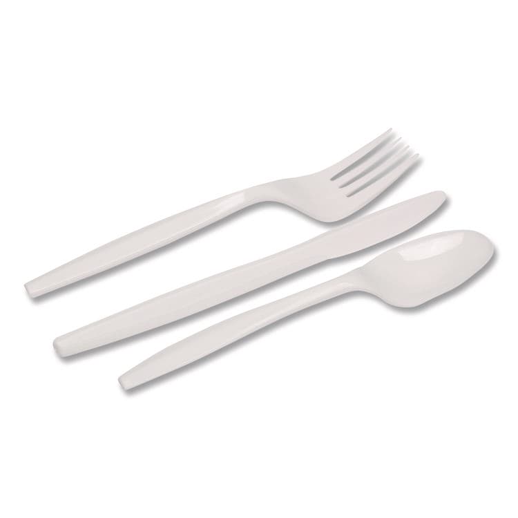 DIXIE FOOD SERVICE Mediumweight Polypropylene Cutlery, Fork/Knife/Teaspoon, Plastic, White, 250/Carton (DXECMP26C) thumbnail 2