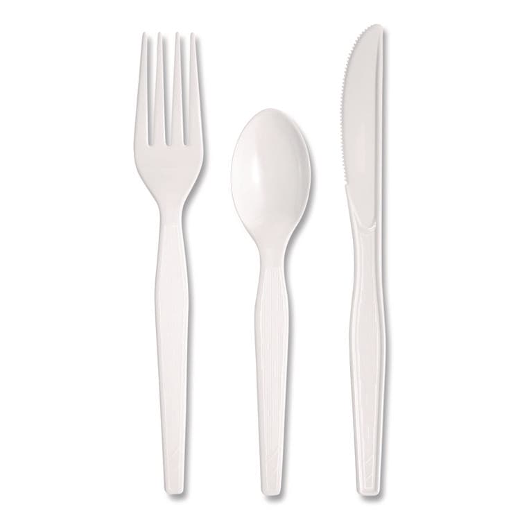 DIXIE FOOD SERVICE Heavyweight Polystyrene Cutlery, Fork/Knife/Teaspoon, Plastic, White, 250/Carton (DXECH26C7) thumbnail 2