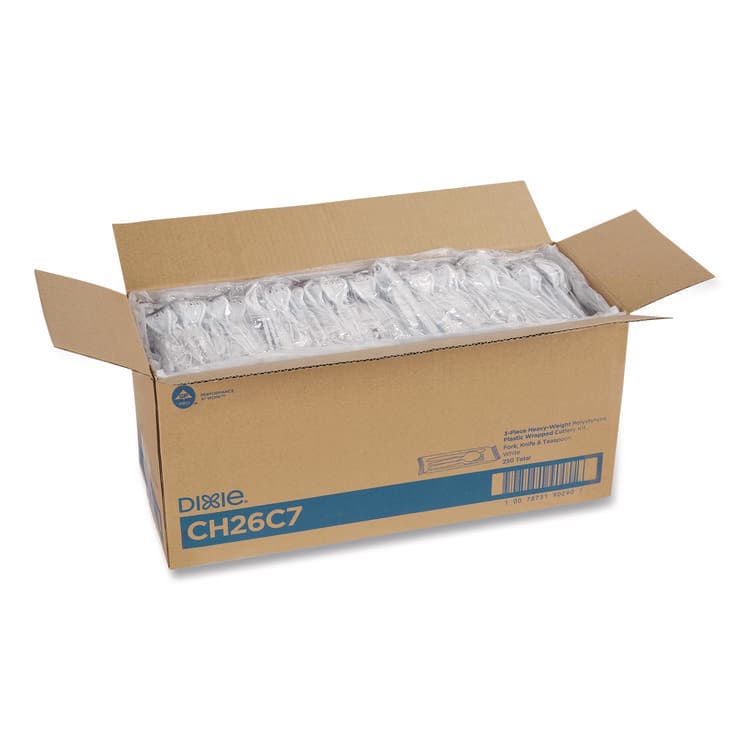 DIXIE FOOD SERVICE Heavyweight Polystyrene Cutlery, Fork/Knife/Teaspoon, Plastic, White, 250/Carton (DXECH26C7) thumbnail 3