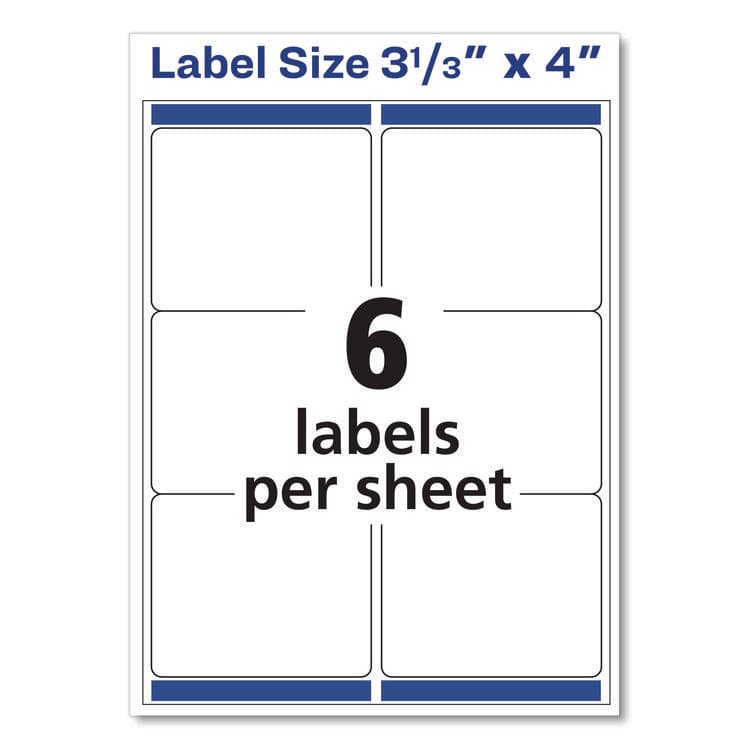 AVERY PRODUCTS CORPORATION White Shipping Labels-Bulk Packs, Inkjet/Laser Printers, 3.33 x 4, White, 6/Sheet, 250 Sheets/Box (AVE95940) thumbnail 4