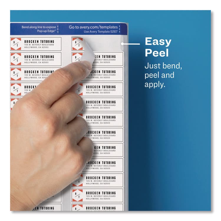 AVERY PRODUCTS CORPORATION Matte Clear Easy Peel Mailing Labels with Sure Feed Technology, Inkjet Printers, 0.5 x 1.75, Clear, 80/Sheet, 25 Sheets/Pack (AVE8667) thumbnail 3