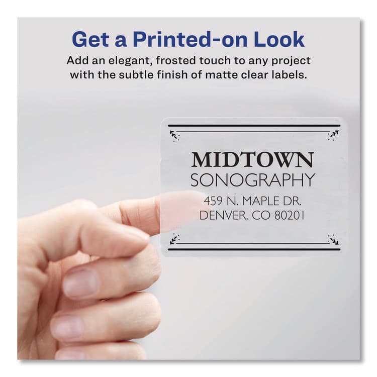 AVERY PRODUCTS CORPORATION Matte Clear Easy Peel Mailing Labels w/ Sure Feed Technology, Laser Printers, 3.33 x 4, Clear, 6/Sheet, 10 Sheets/Pack (AVE15664) thumbnail 2