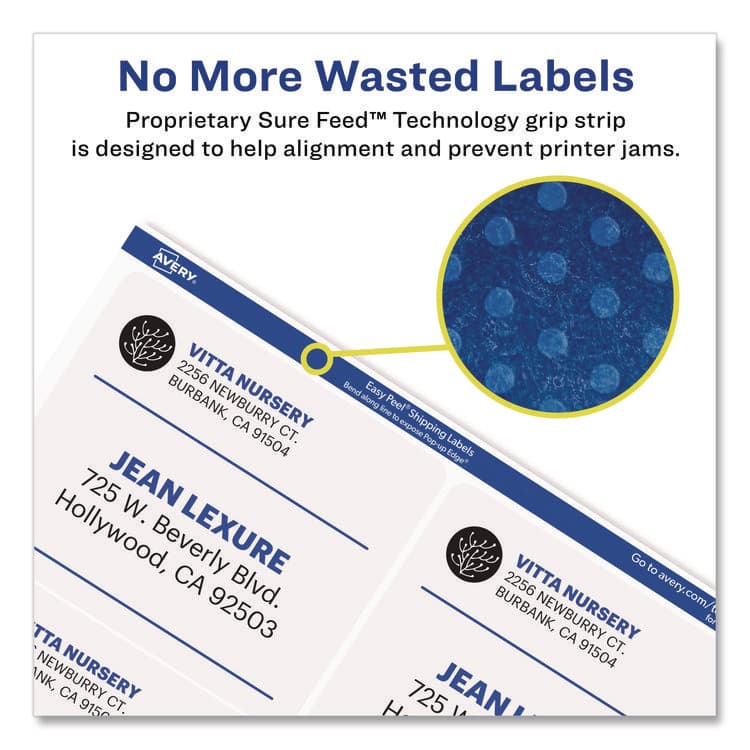 AVERY PRODUCTS CORPORATION Matte Clear Easy Peel Mailing Labels w/ Sure Feed Technology, Laser Printers, 3.33 x 4, Clear, 6/Sheet, 10 Sheets/Pack (AVE15664) thumbnail 3