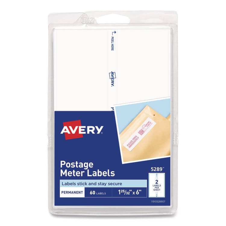 AVERY PRODUCTS CORPORATION Postage Meter Labels for Personal Post Office, 1.78 x 6, White, 2/Sheet, 30 Sheets/Pack, (5289) (AVE05289)