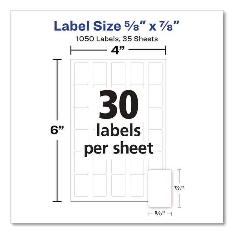 AVERY PRODUCTS CORPORATION Removable Multi-Use Labels, Handwrite Only, 0.63 x 0.88, White, 30/Sheet, 35 Sheets/Pack, (5424) (AVE05424) thumbnail 3