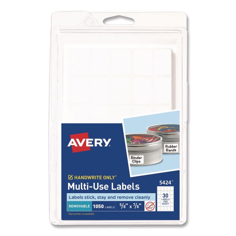 AVERY PRODUCTS CORPORATION Removable Multi-Use Labels, Handwrite Only, 0.63 x 0.88, White, 30/Sheet, 35 Sheets/Pack, (5424) (AVE05424)