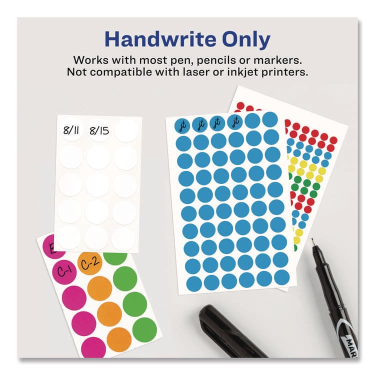 AVERY PRODUCTS CORPORATION Handwrite Only Self-Adhesive Removable Round Color-Coding Labels, 0.75" dia, Black, 28/Sheet, 36 Sheets/Pack, (5459) (AVE05459) thumbnail 4