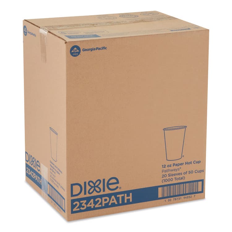 DIXIE FOOD SERVICE Pathways Paper Hot Cups, 12 oz, White/Brown, 50/Pack (DXE2342PATHPK) thumbnail 4