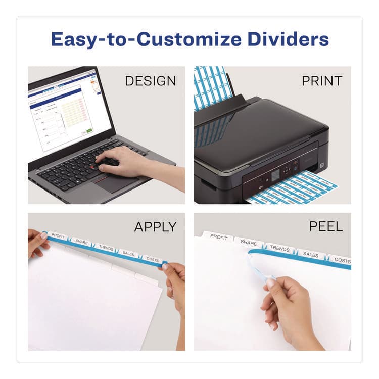 AVERY PRODUCTS CORPORATION Print and Apply Index Maker Clear Label Dividers with Printable Label Strip and White Tabs, 5-Tab, 11 x 8.5, White, 1 Set (AVE11416) thumbnail 3