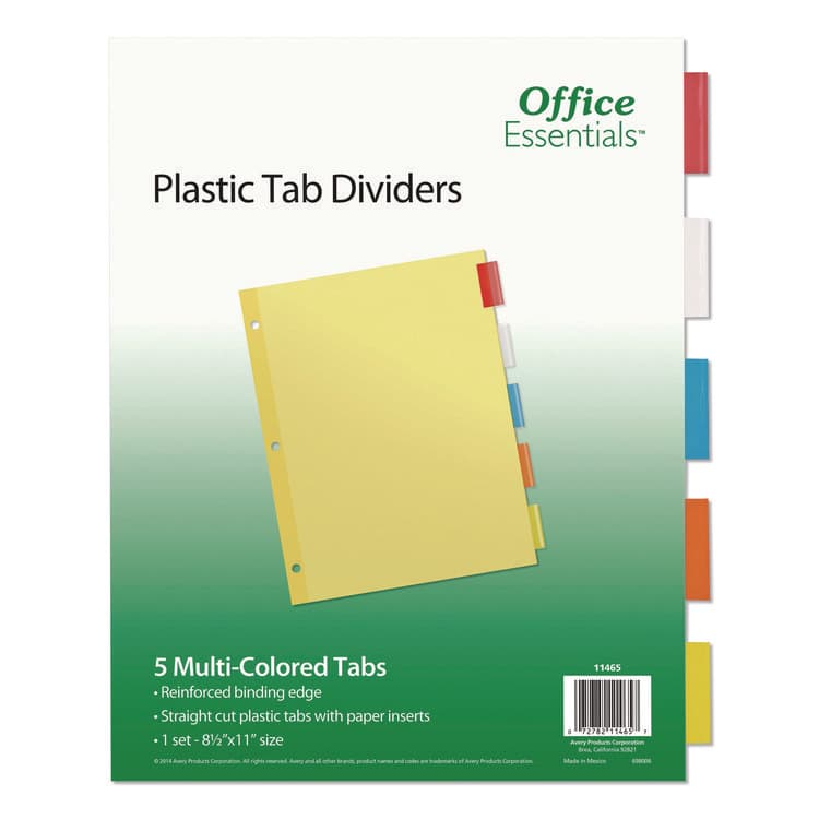 AVERY PRODUCTS CORPORATION Plastic Insertable Dividers, 5-Tab, 11 x 8.5, Assorted Tabs, 1 Set (AVE11465)