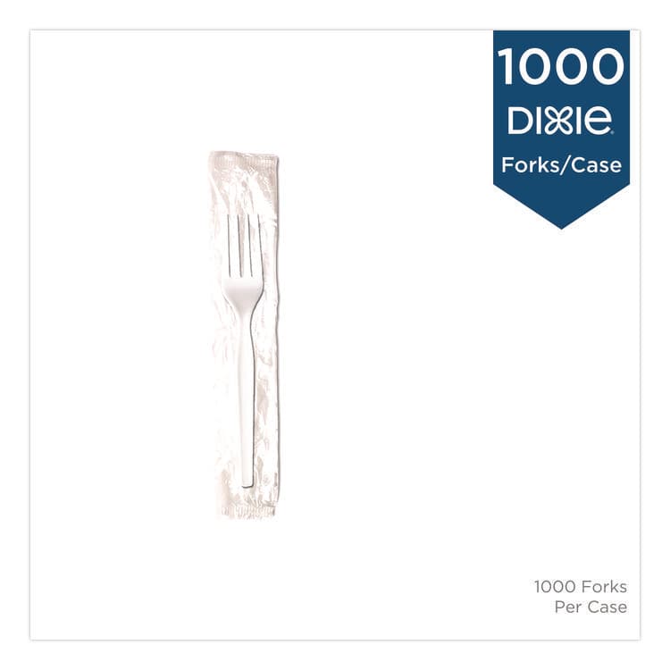 DIXIE FOOD SERVICE Mediumweight Polystyrene Cutlery, Individually Wrapped, Fork, Plastic, White, 1,000/Carton (DXEFM23C7) thumbnail 4