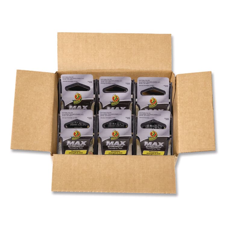 SHURTAPE TECHNOLOGIES MAX Packaging Tape with Dispenser, 1.5" Core, 1.88" x 22 yds, Crystal Clear, 6/Box (DUC284983) thumbnail 3