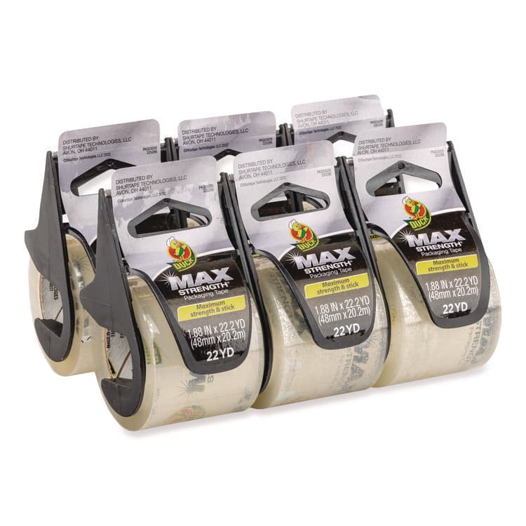 SHURTAPE TECHNOLOGIES MAX Packaging Tape with Dispenser, 1.5" Core, 1.88" x 22 yds, Crystal Clear, 6/Box (DUC284983)