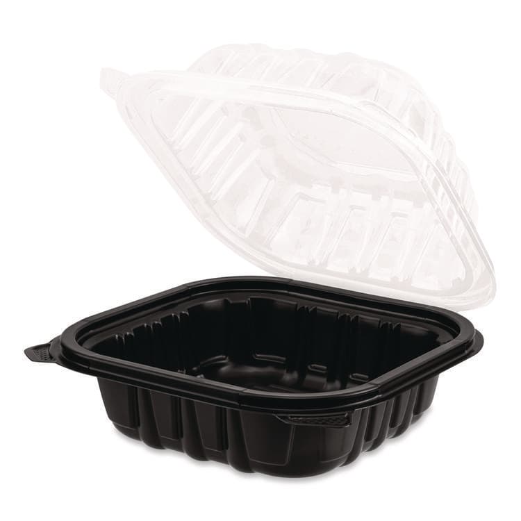 KARAT BY LOLLICUP Polypropylene Plastic Hinged Container, 6 x 6 x 3, Black/Clear, Plastic, 50/Pack, 6 Packs/Carton (KRTFPPHC66PP1C) thumbnail 2