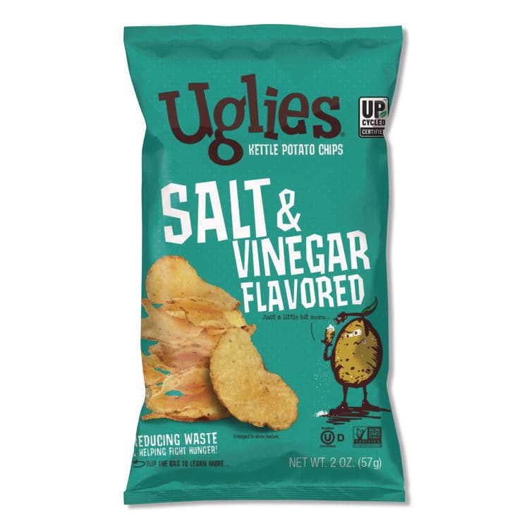 DIEFFENBACH'S SNACKS Kettle Potato Chips, Salt and Vinegar, 2 oz Bags, 24/Carton (UGLDFN26104)