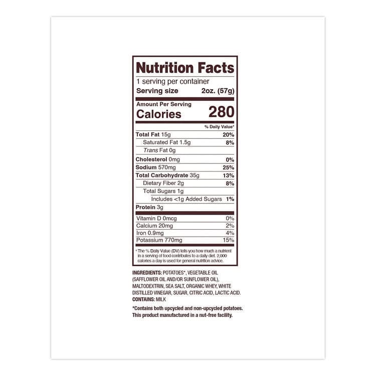 DIEFFENBACH'S SNACKS Kettle Potato Chips, Salt and Vinegar, 2 oz Bags, 24/Carton (UGLDFN26104) thumbnail 3