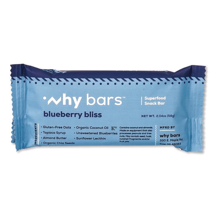 WHY BARS Superfood Snack Bar, Blueberry Bliss, 2.04 oz Bar, 12/Box (WHYWHY16209) thumbnail 4