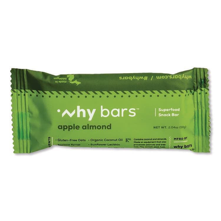 WHY BARS Superfood Snack Bar, Apple Almond, 2.04 oz Bar, 12/Box (WHYWHY16208) thumbnail 3