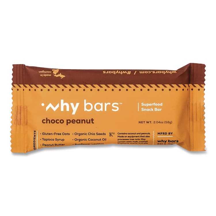 WHY BARS Superfood Snack Bar, Choco Peanut, 2.04 oz Bar, 12/Box (WHYWHY16204) thumbnail 3