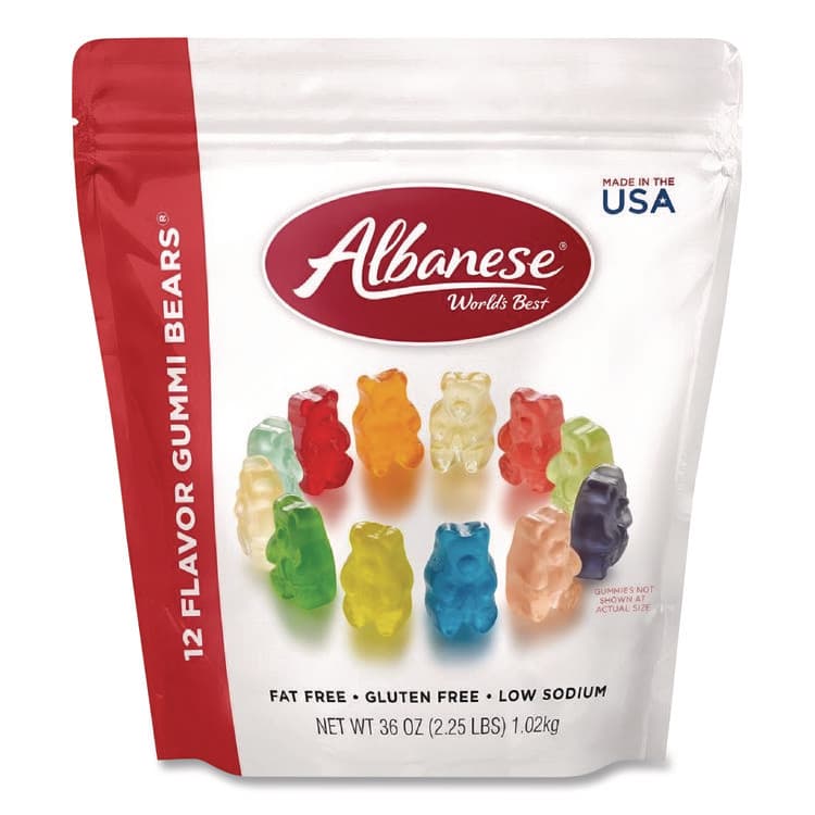 ALBANESE CANDY COMPANY Gummi Bears, 12 Assorted Fruit Flavors, 36 oz Bag (ABEACG53336)
