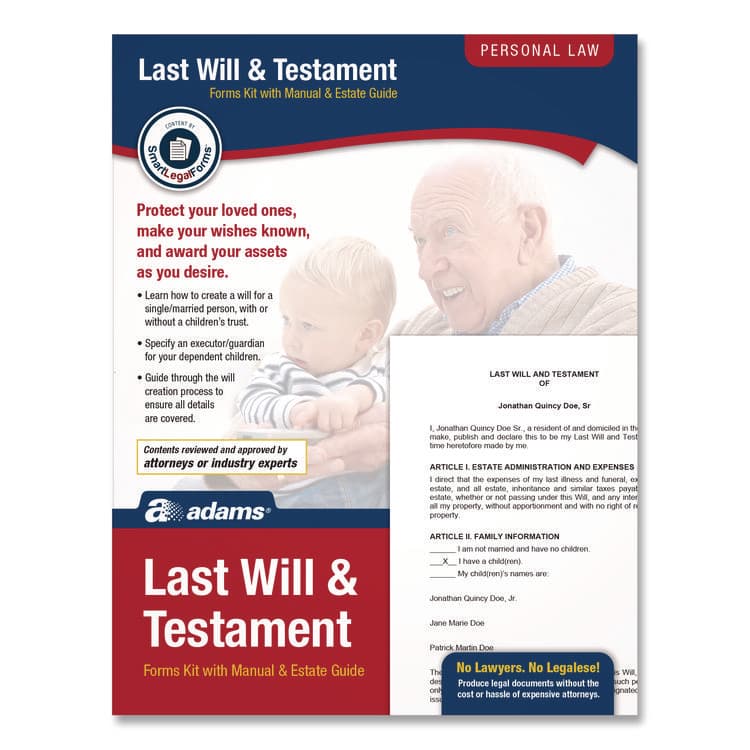 CARDINAL BRANDS . Last Will and Testament Digital Forms Kit with Manual and Estate Guide, Inkjet/Laser, 8.5 x 11, Unlimited Number of Forms (ABFK307)