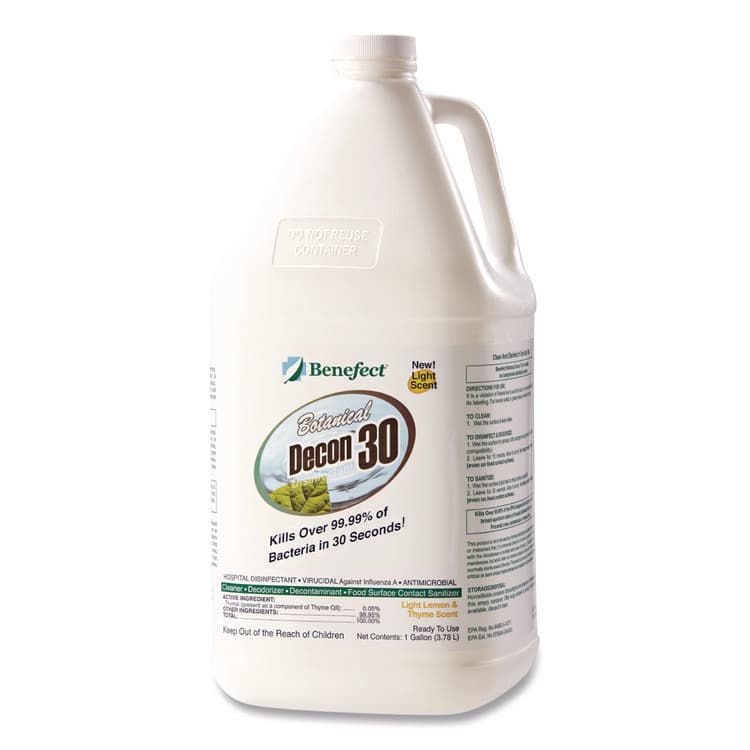 BENEFECT CORP Botanical Decon 30 Disinfectant Cleaner, Light Lemon and Thyme Scent, 1 gal Bottle (BEF20476)