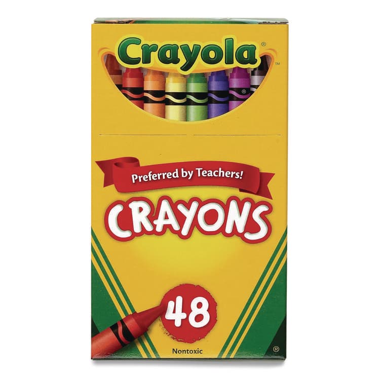 BINNEY & SMITH / CRAYOLA Classic Color Crayons, Classic Flip-Top Box with Tiered Sleeves, Regular Size, 0.31" x 3.63", 48 Assorted Colors, 48/Box (CYO520048)