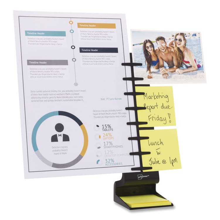 NOTETOWER Desktop Pro Double-Wide Document Stand, Holds Up to 2 Legal Size Sheets, Plastic, Black (NWRNTR3001)