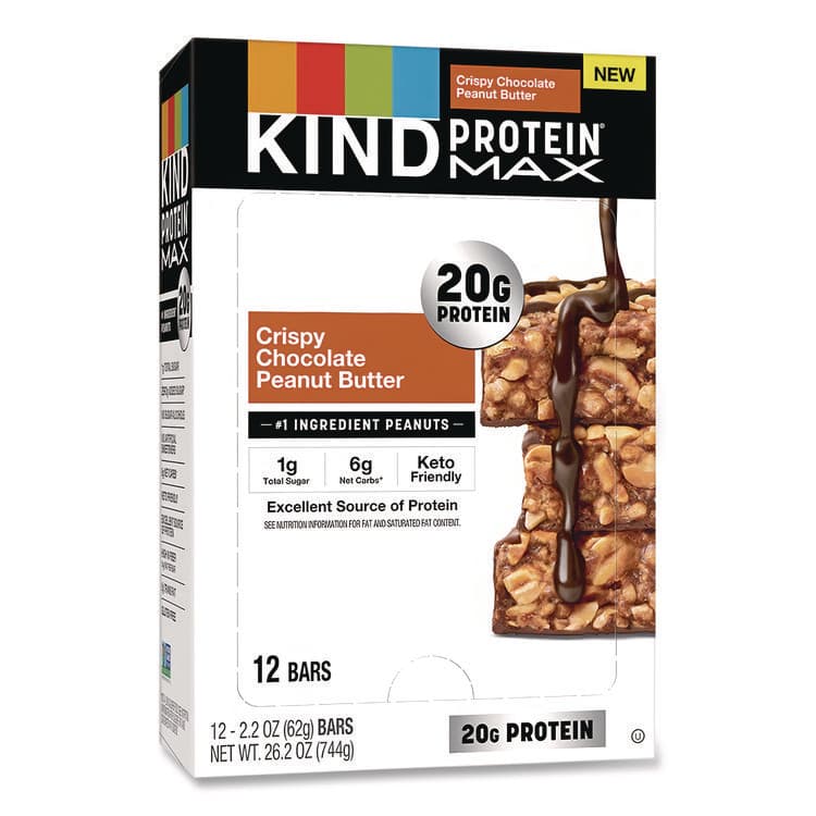 KIND LLC Protein MAX Bar, Crispy Chocolate Peanut Butter, 2.2 oz Bar, 12/Box (KNDPHW43470)