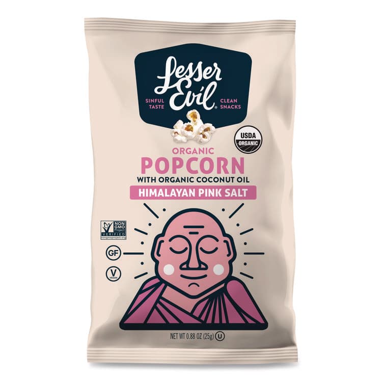 LESSEREVIL Snack Organic Himalayan Pink Salt Popcorn, 0.88 oz Bag, 18/Carton (LSULSN00141) thumbnail 2
