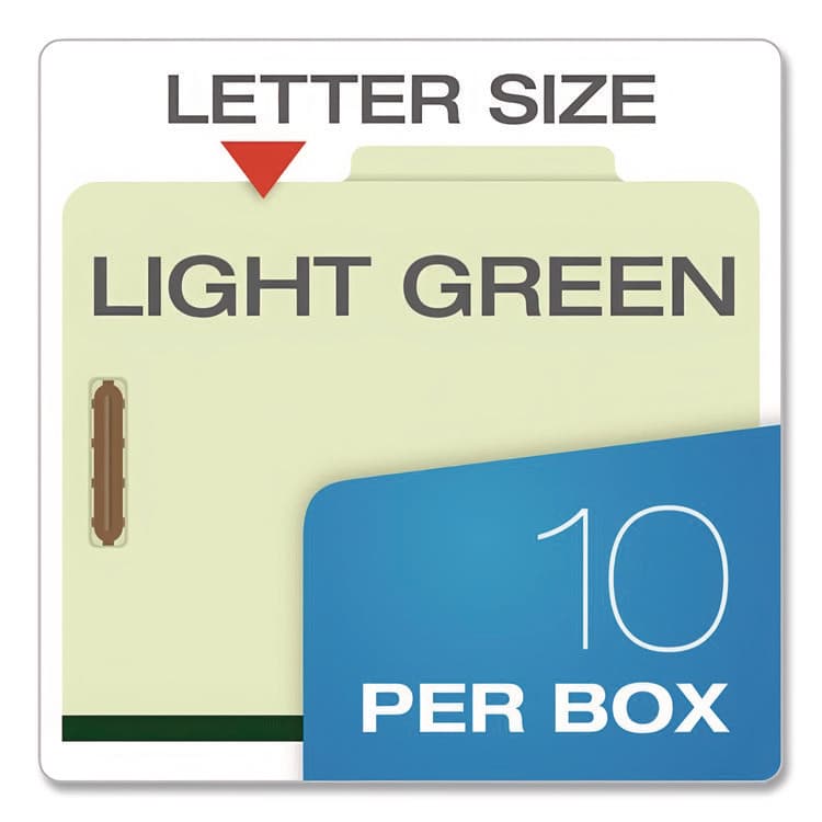 TOPS BUSINESS FORMS Reinforced Pressboard Classification Folders, 2/5 Tab, Expands 1.75", 1 Divider, 4 Fasteners, Letter Size, Light Green, 10/BX (PFX17172) thumbnail 2