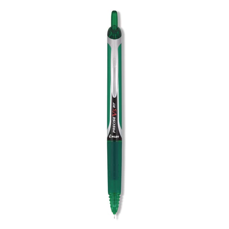 PILOT CORP. OF AMERICA Precise V5RT Rollerball Pen, Retractable, Extra-Fine 0.5 mm, Green Ink, Green/Silver Barrel (PIL26065EA)