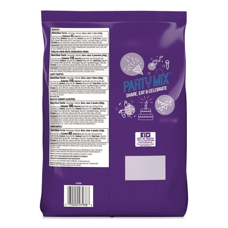FERRARA CANDY CO Party Mix Stand-Up Bag, 75 Pieces, Assorted Flavors, 1.7 lb Bag (SWVFER07938) thumbnail 2