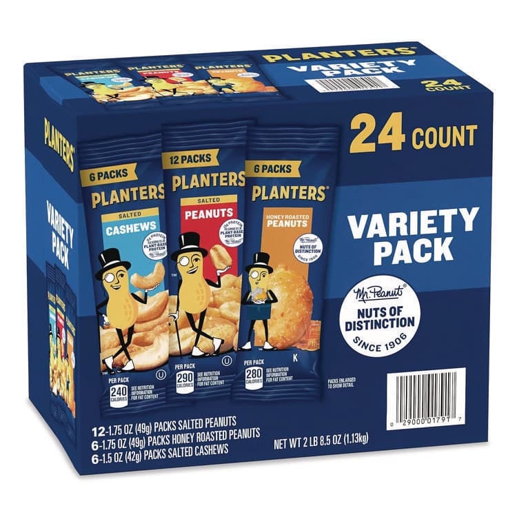 KRAFT FOODS, Salted Nuts Variety Pack, Assorted Flavors, 1.5 oz/1.75 oz Packs, 24/Carton (PTN884624) thumbnail 4