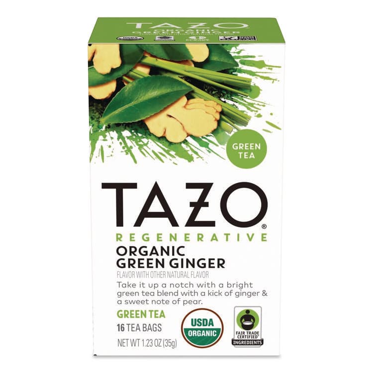 STARBUCKS COFFEE COMPANY Tea Bags, Organic Green Ginger, 16/Box (TZOTAZ00356BX)
