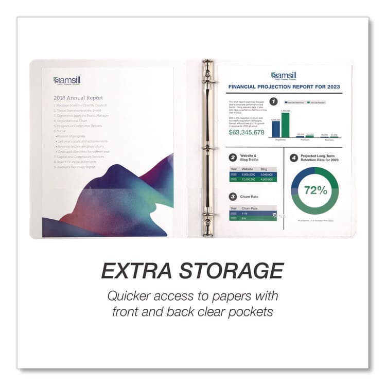 SAMSILL CORPORATION Durable D-Ring View Binders, 3 Rings, 0.5" Capacity, 11.5" x 8.5", White, 4/Pack (SAMMP46417) thumbnail 4