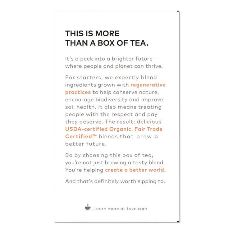 STARBUCKS COFFEE COMPANY Tea Bags, Organic Refresh Mint, 16/Box (TZOTAZ00350BX) thumbnail 4