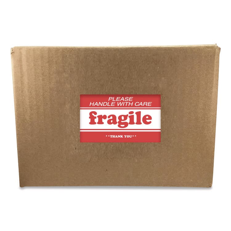 DECKER TAPE PRODUCTS, Pre-Printed Message Labels, Fragile-Please Handle with Care-Thank You, 2 x 3, White/Red, 500/Roll (DKTDL1271B) thumbnail 3