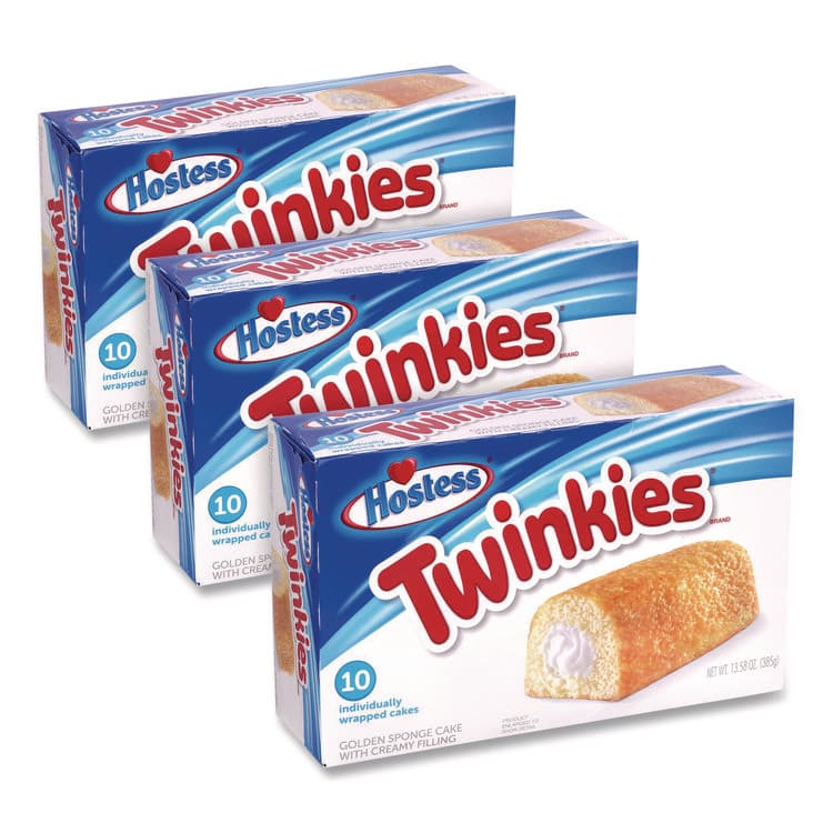 HOSTESS BRANDS Twinkies, Vanilla, 1.36 oz Individually Wrapped, 10/Pack, 3 Packs/Carton (GRR60004132)