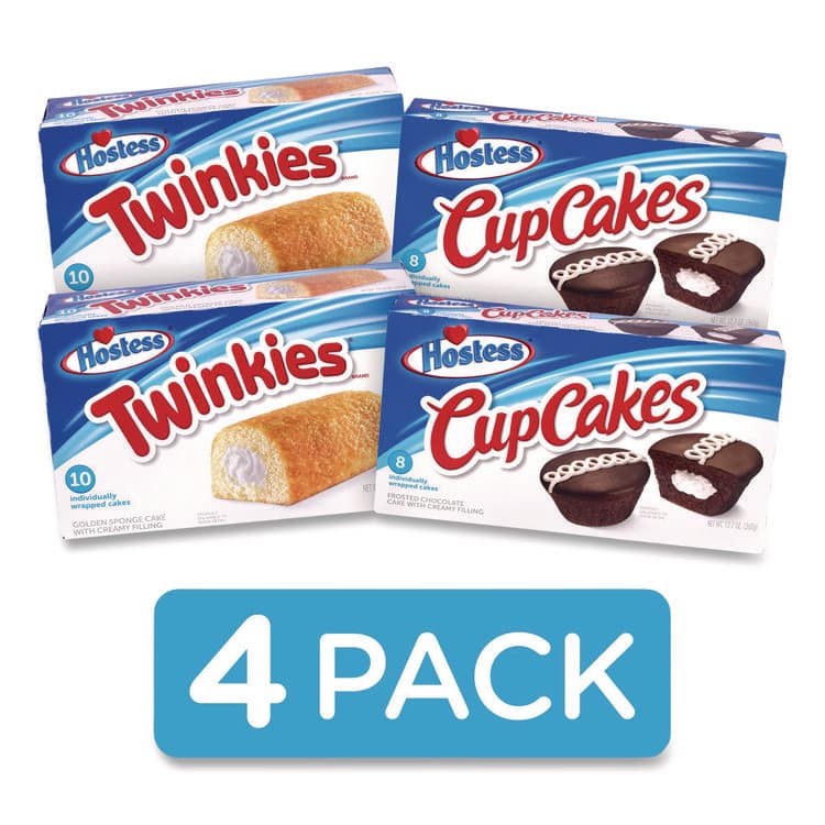 HOSTESS BRANDS Twinkies and Chocolate CupCakes Variety Pack, (2) 13.58 oz 10 Pack Twinkies and (2) 12.7 oz 8 Pack CupCakes/Carton (GRR60004134) thumbnail 2