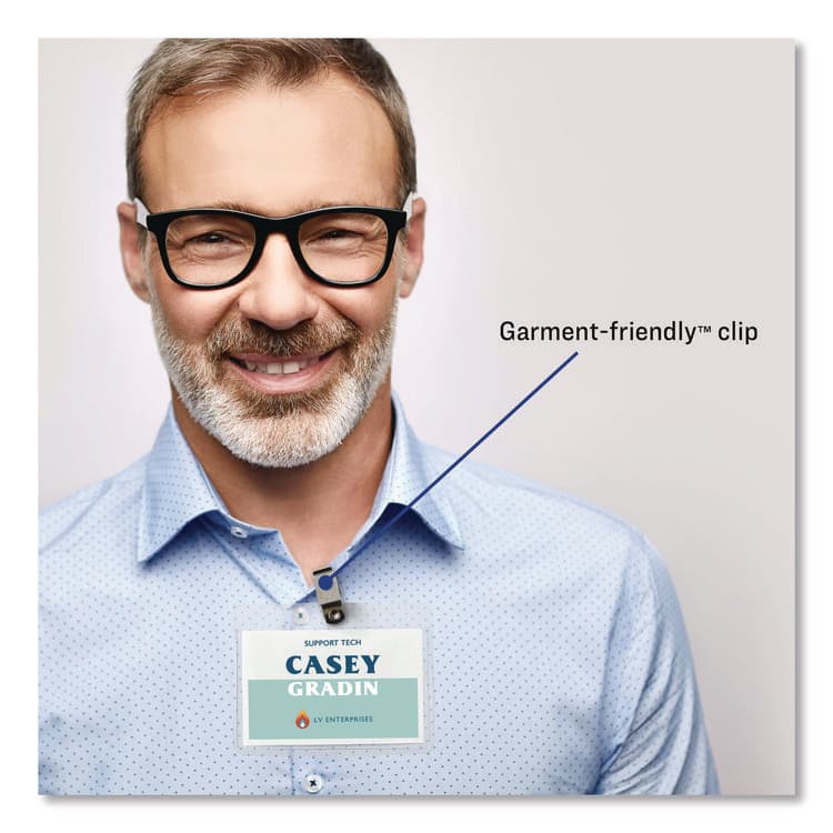 AVERY PRODUCTS CORPORATION Clip-Style Badge Holder with Laser/Inkjet Insert, Top Load, 3.5 x 2.25, White, 100/Box (AVE74461) thumbnail 2