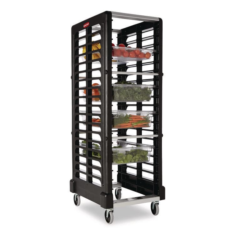 RUBBERMAID COMMERCIAL PROD. End Loader Rack for Food Boxes and Sheet Pans, 18 Rack, Plastic, 23.75" x 28.75" x 67.88", Black (RCPFG332000BLA) thumbnail 3