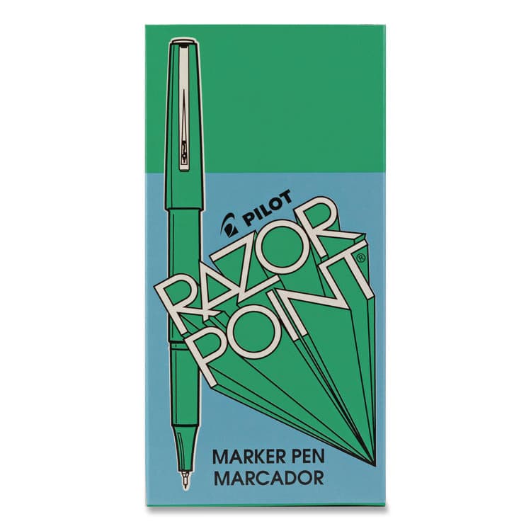 PILOT CORP. OF AMERICA Razor Point Fine Line Porous Point Pen, Stick, Extra-Fine 0.3 mm, Green Ink, Green Barrel, Dozen (PIL11010) thumbnail 4