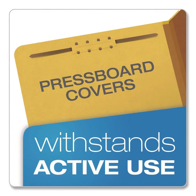 TOPS BUSINESS FORMS Reinforced Pressboard Classification Folders, 2/5-Cut Tab, Expands 1.75", 1 Divider, 4 Fasteners, Letter Size, Yellow, 10/Box (PFX23734) thumbnail 4