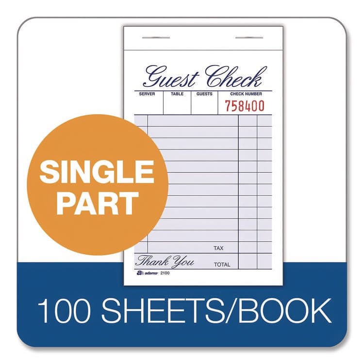 CARDINAL BRANDS . One-Part Guest Check Pad, One-Part (No Copies), 3.35 x 4.94, 100 Forms/Pad, 12 Pads/Pack (ABF210012) thumbnail 3