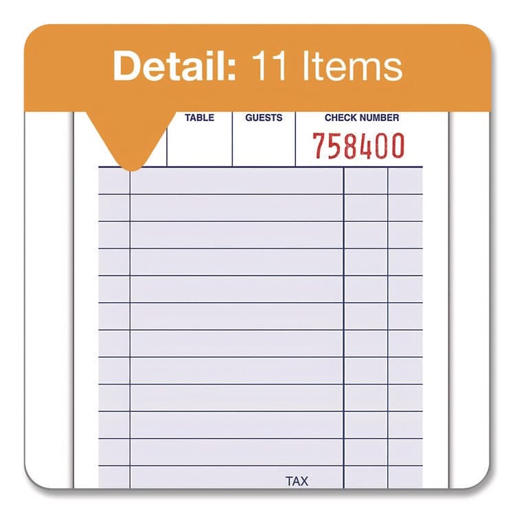 CARDINAL BRANDS . One-Part Guest Check Pad, One-Part (No Copies), 3.35 x 4.94, 100 Forms/Pad, 12 Pads/Pack (ABF210012) thumbnail 4