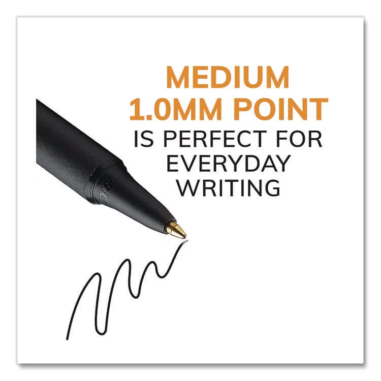 BIC CORP. Soft Feel Ballpoint Pen, Retractable, Fine 0.8 mm, Black Ink, Black Barrel, Dozen (BICSCSF11BK) thumbnail 2