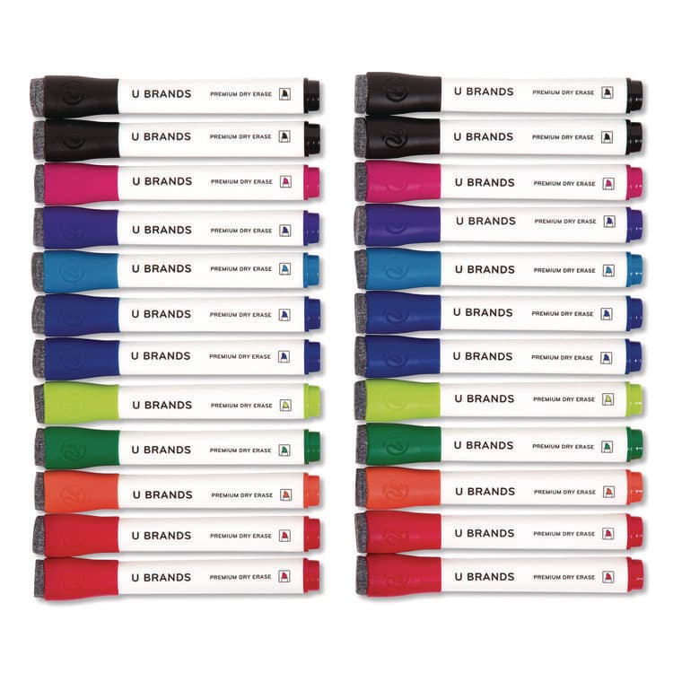 U BRANDS Chisel Tip Low-Odor Dry-Erase Markers with Erasers, Broad Chisel Tip, Assorted Colors, 24/Pack (UBR2929U0112) thumbnail 2
