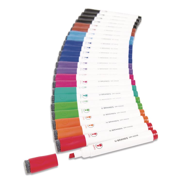 U BRANDS Chisel Tip Low-Odor Dry-Erase Markers with Erasers, Broad Chisel Tip, Assorted Colors, 24/Pack (UBR2929U0112) thumbnail 3